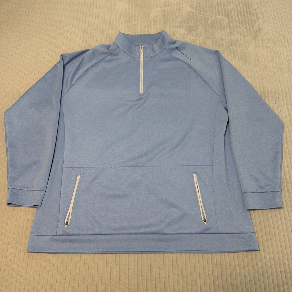 Mizzen Main Performance 1/4 Zip Pullover Mens XXL Cottage Blue Golf 2XL